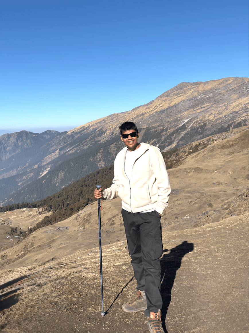 Vansh hiking on a mountain trail